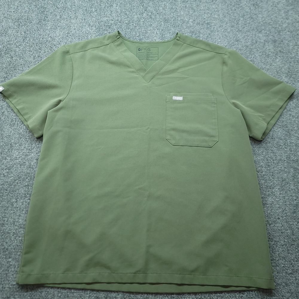 FIGS Technical Collection Men L Olive Green Tansen Jogger Scrub Set V-Neck Top
